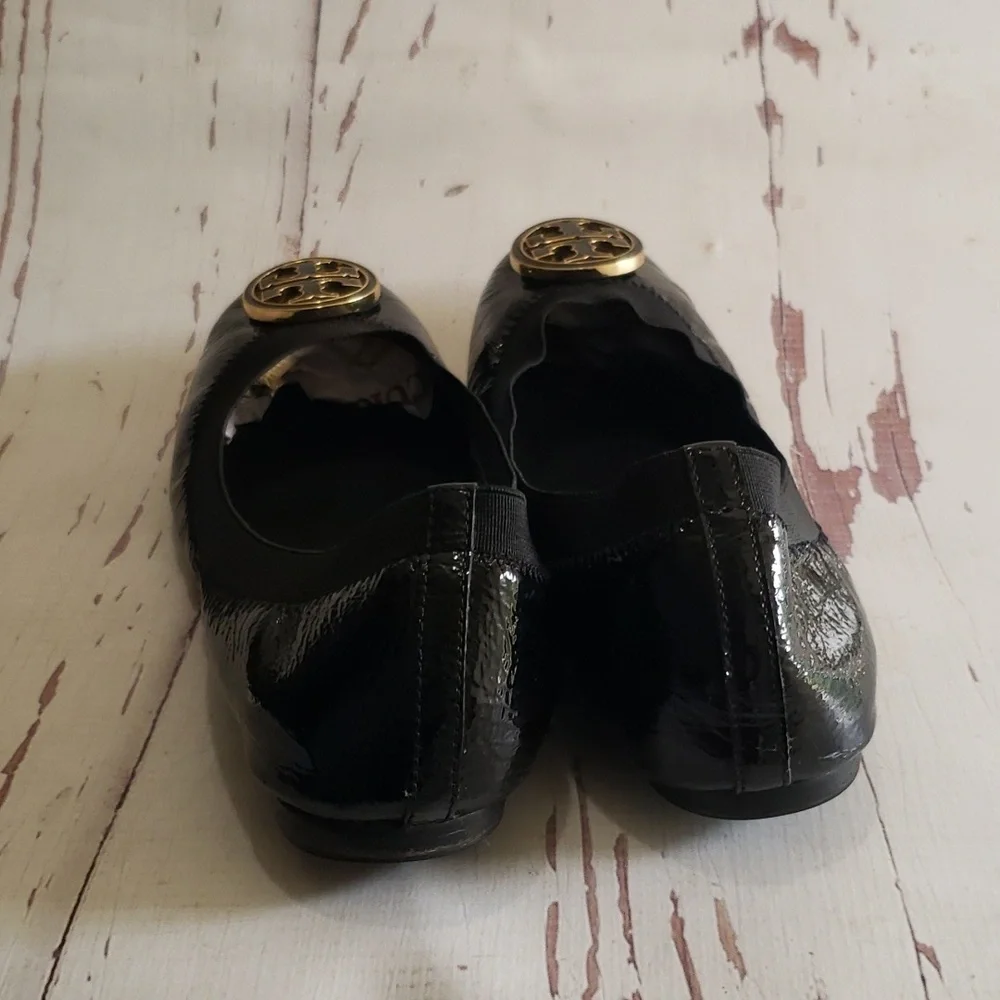 Tory Burch Black Soft Patent Leather Ballerina Women's Flats Size 6.5